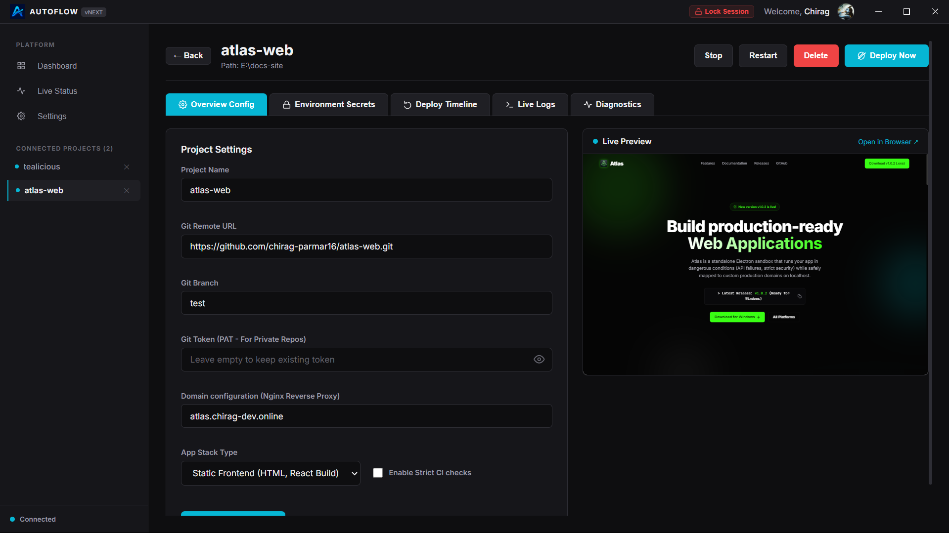 AutoFlow Desktop Interface Project Overview
