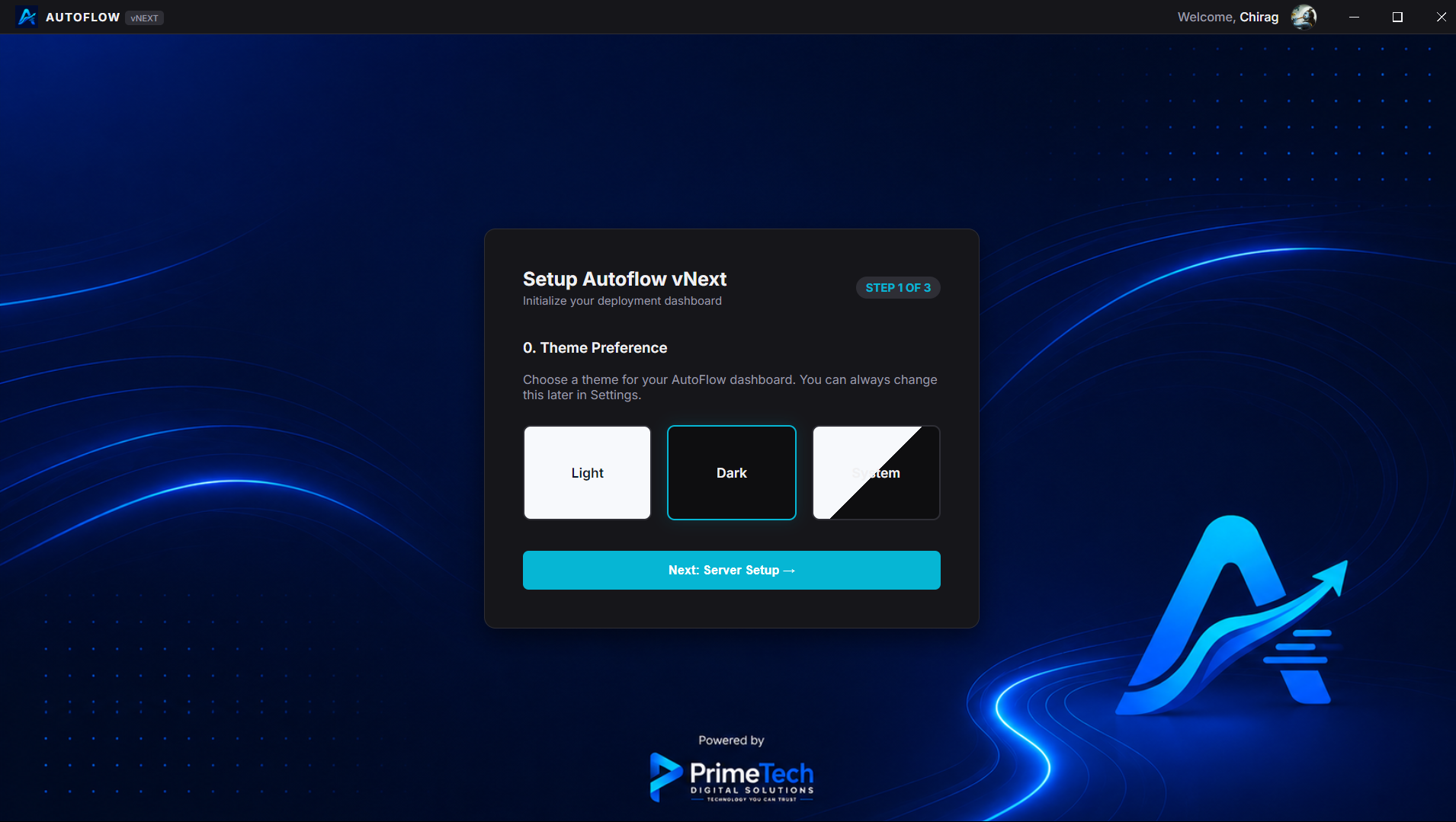 AutoFlow Onboarding Theme Selection