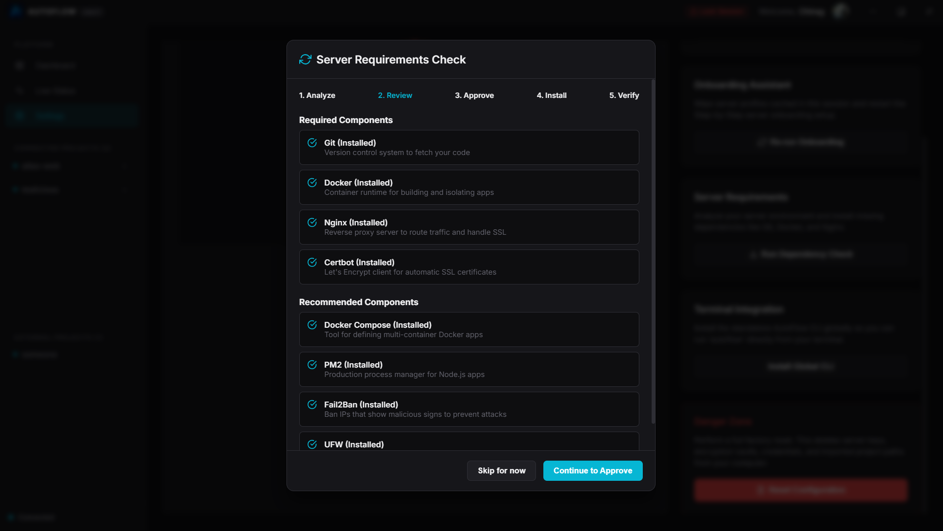 AutoFlow Server Dependency Installation Setup